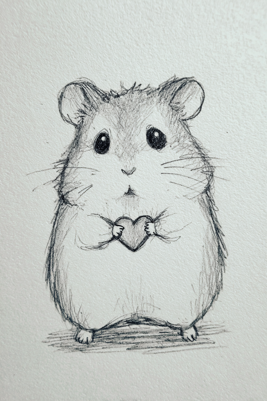 Adorable Hamster Holding a Heart