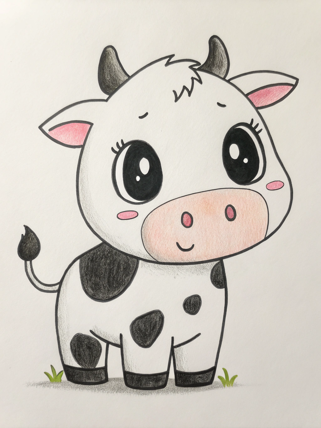 Adorable Kawaii Baby Cow with Big Eyes