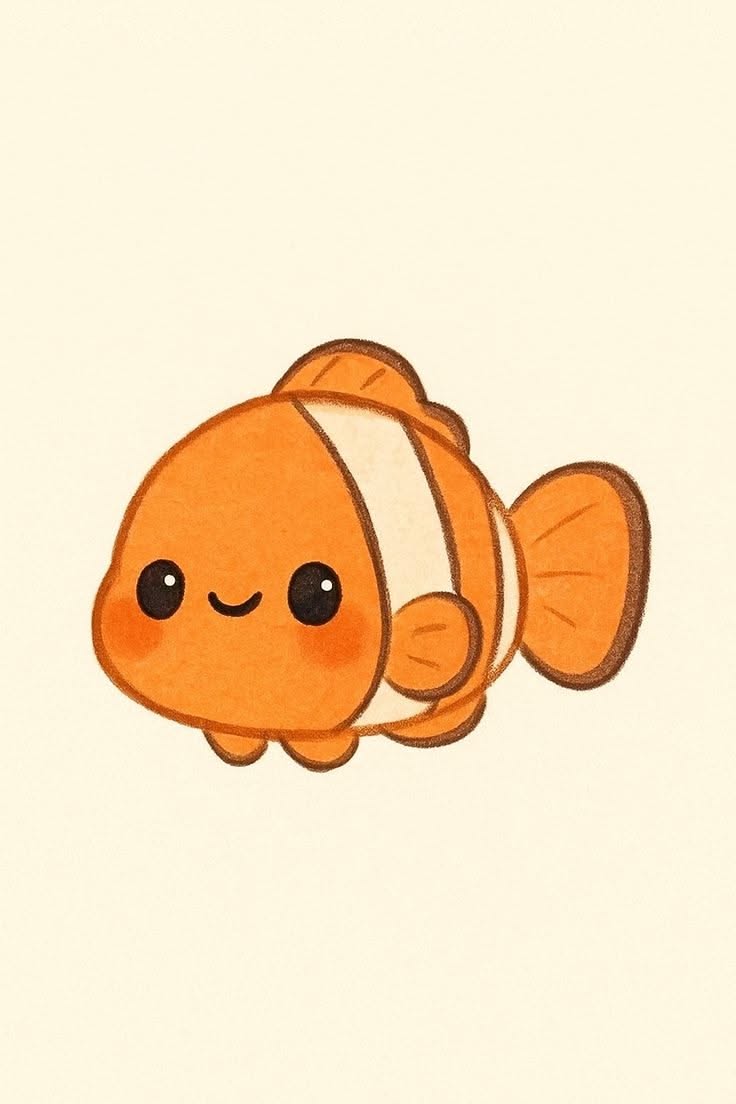 Adorable Kawaii Clownfish Smiling
