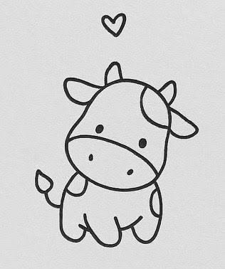 Adorable Kawaii Cow with Heart