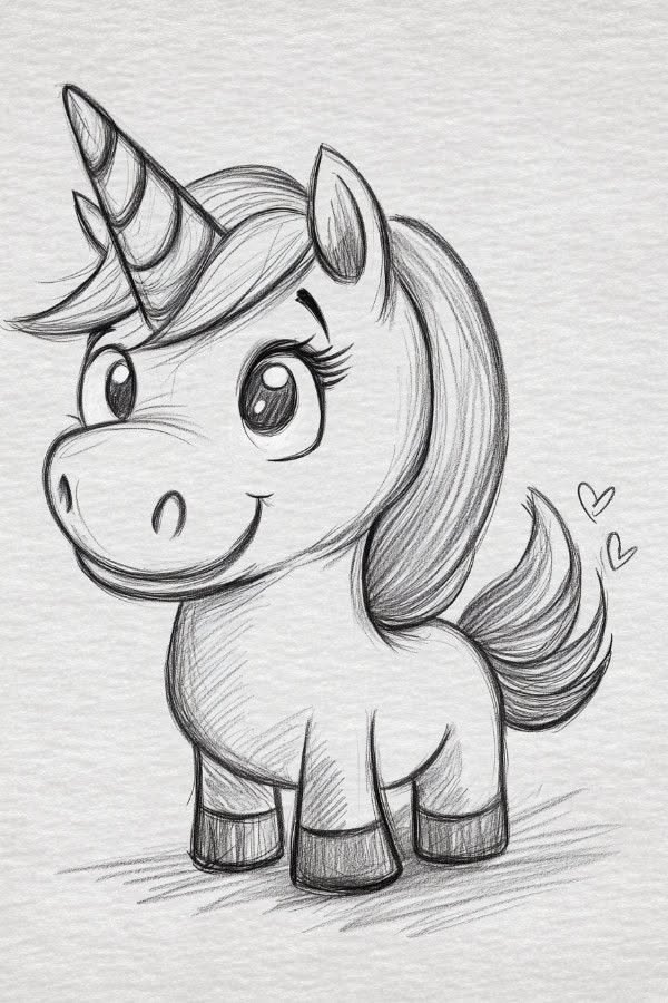 Adorable Kawaii Unicorn with Sparkly Horn