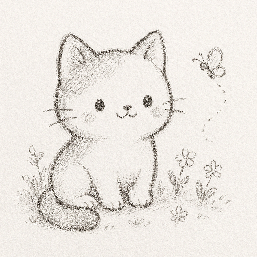 Adorable Kitten Chasing a Butterfly