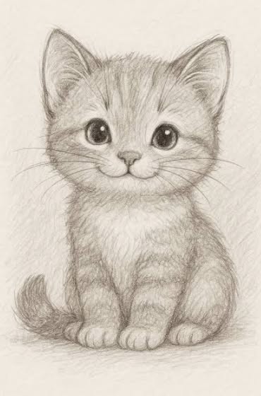 Cute Animals to Draw: Adorable Kitten with Big Eyes