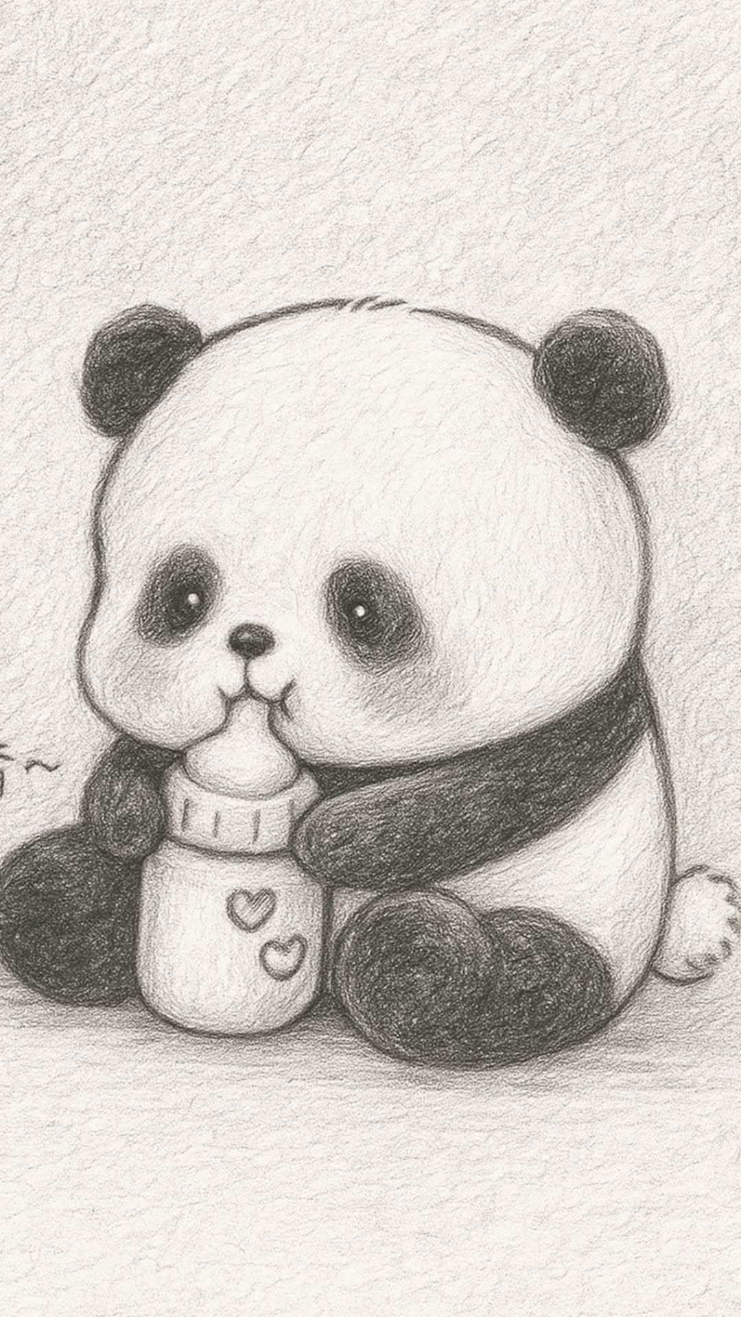 Adorable Panda Baby Drinking from a Bottle