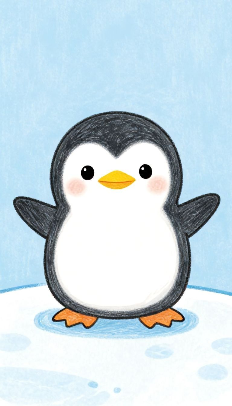 Cute Animals to Draw: Adorable Penguin with Fluffy Cheeks