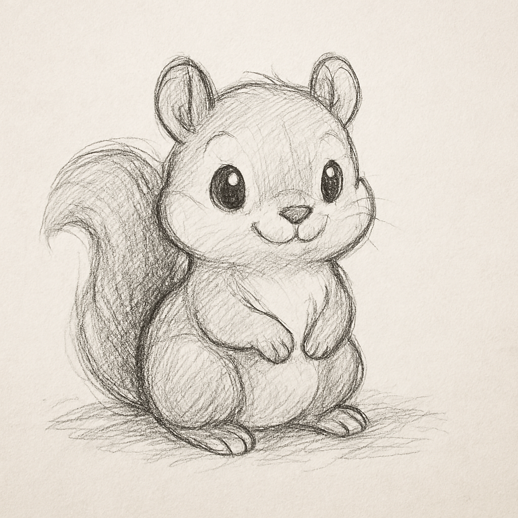 Adorable Squirrel with Fluffy Tail