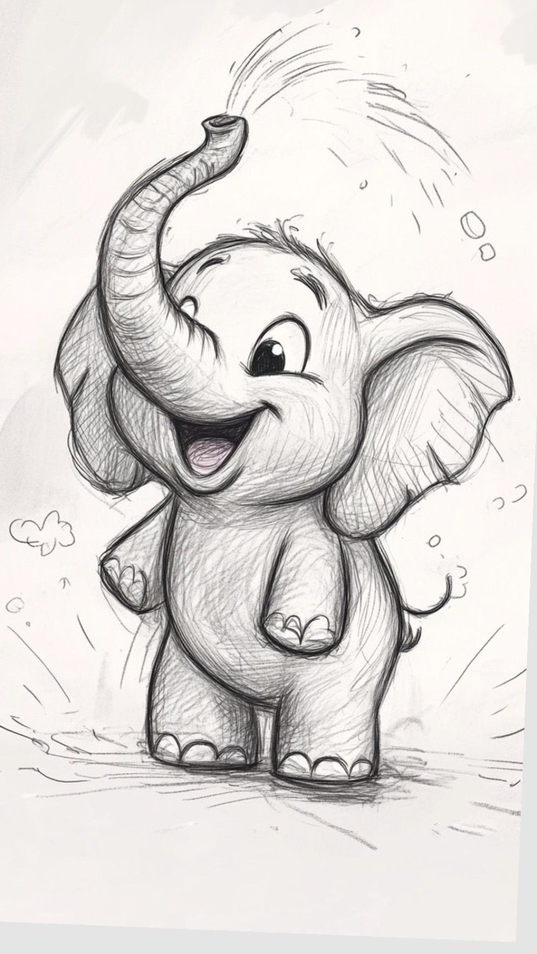 Happy Baby Elephant Spraying Water