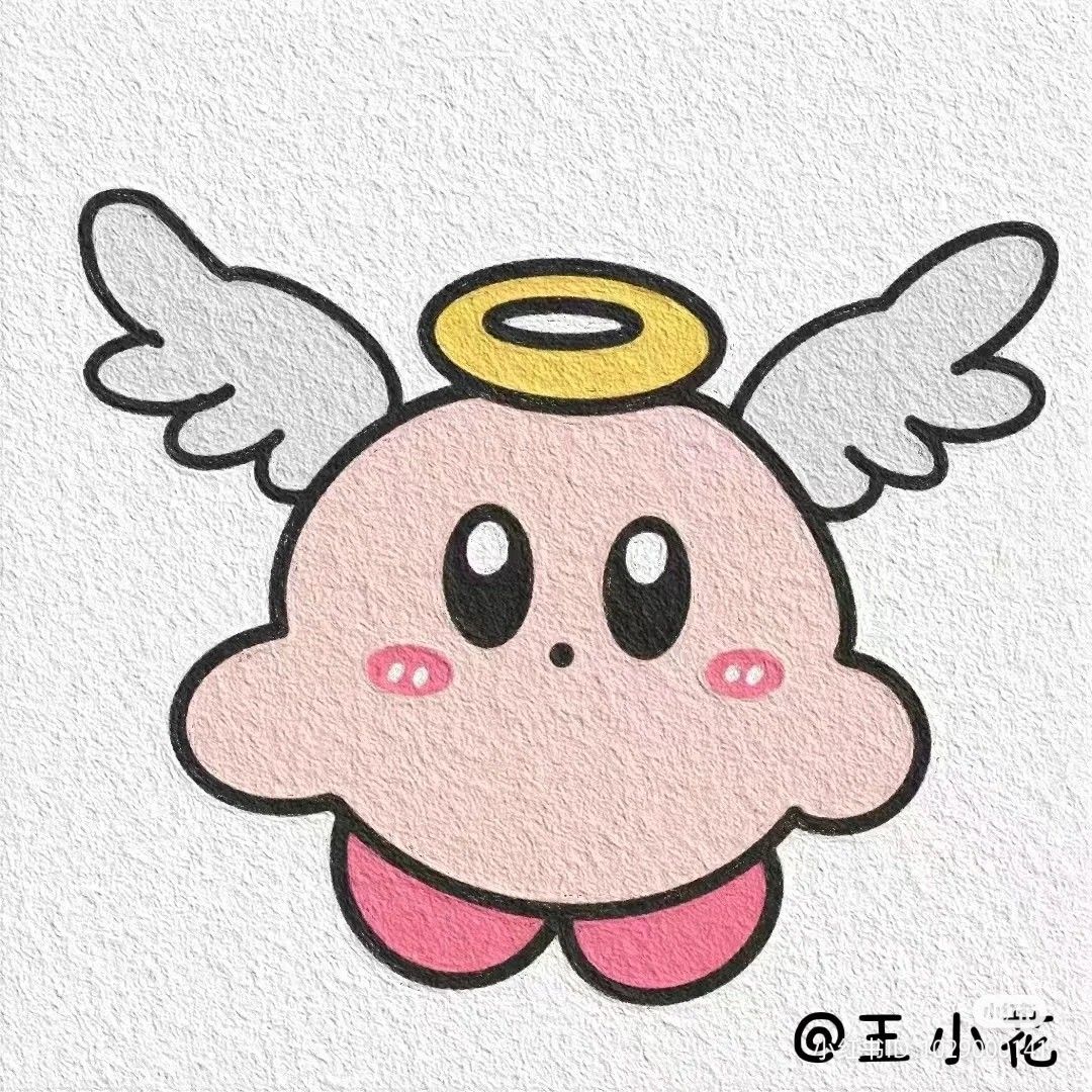 Adorable Angel Kirby with Wings and Halo