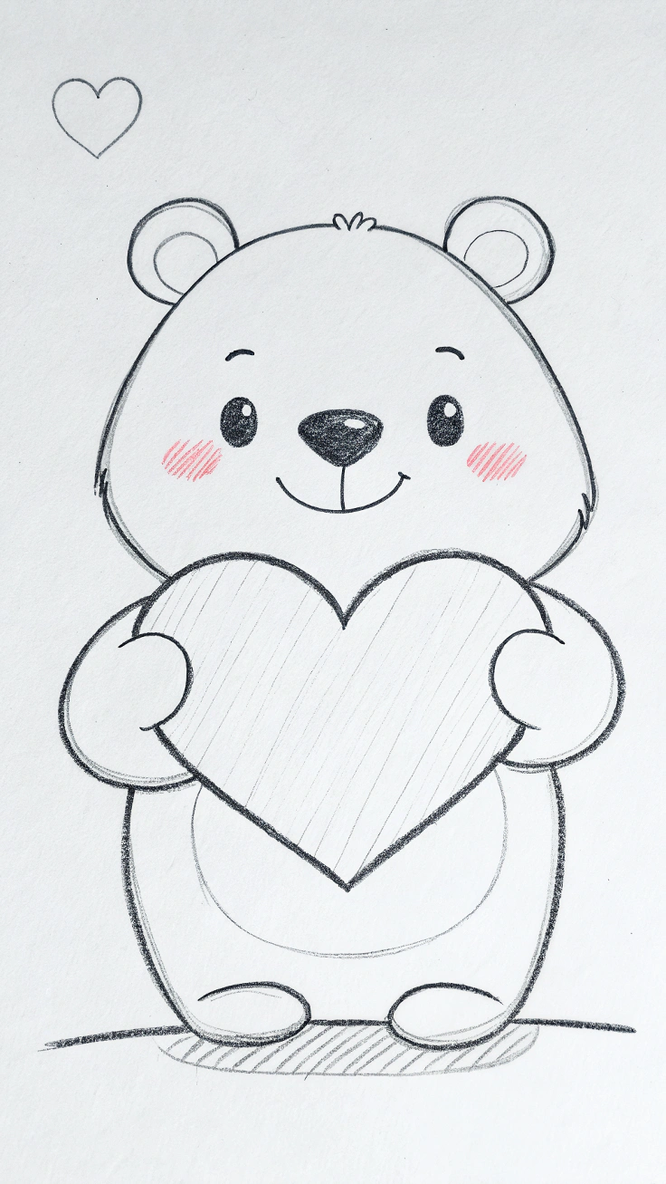 Adorable Bear Holding Heart