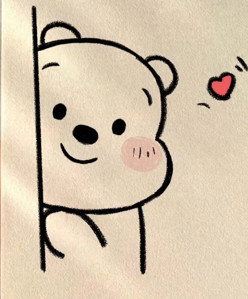 Adorable Bear Peeking with a Heart