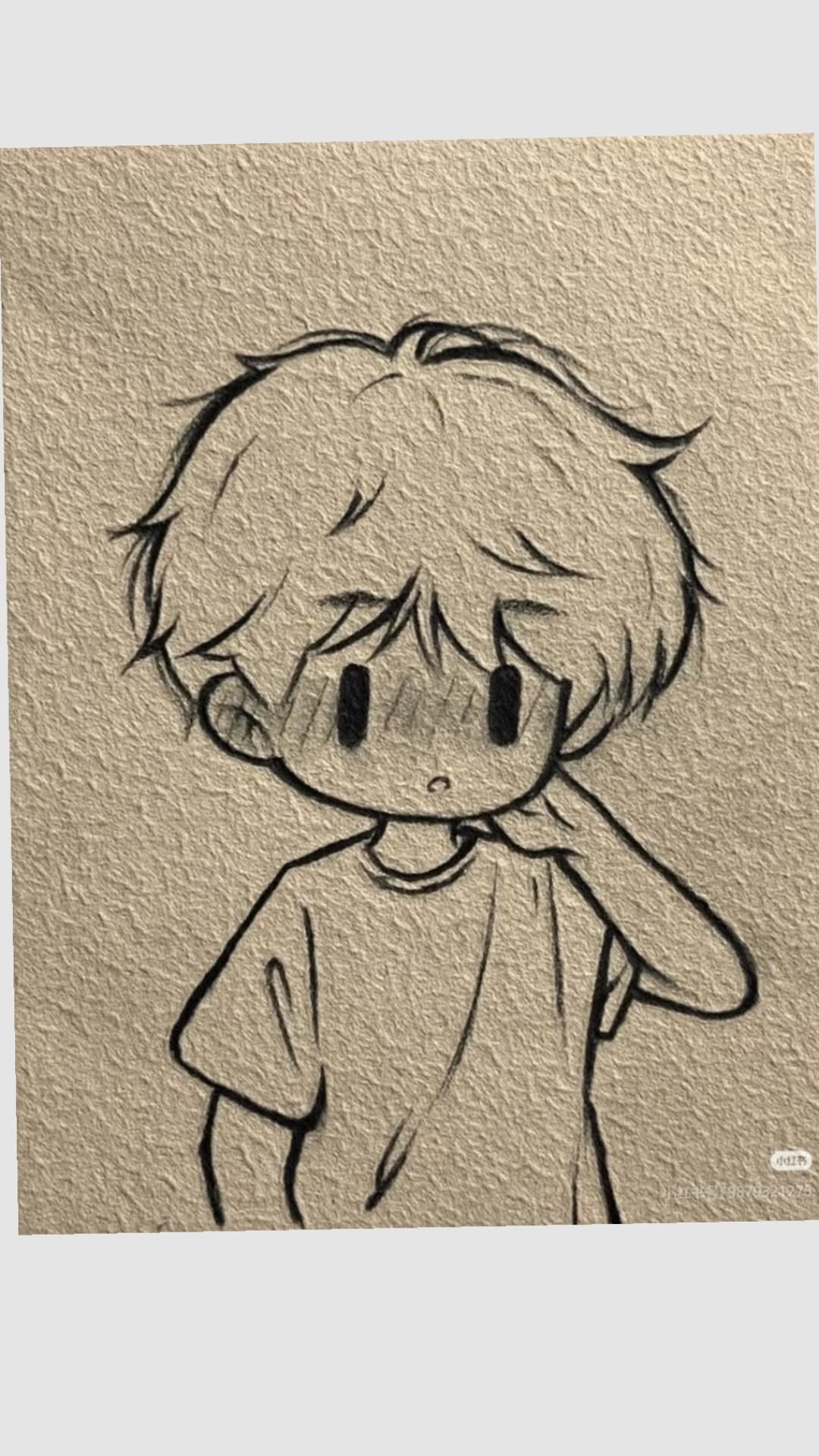 Adorable Boy with Messy Hair and Curious Expression