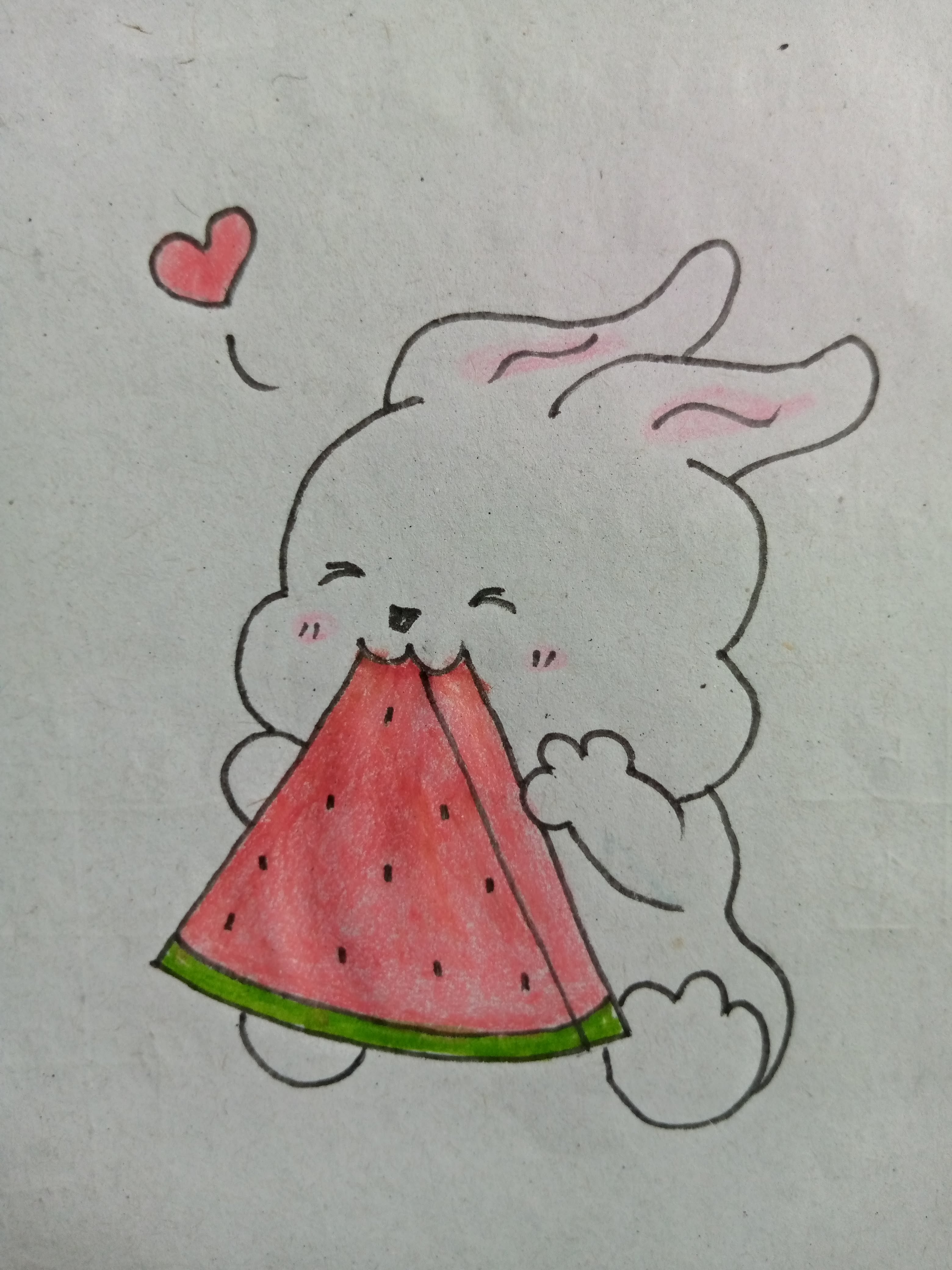 Adorable Bunny Enjoying a Slice of Watermelon