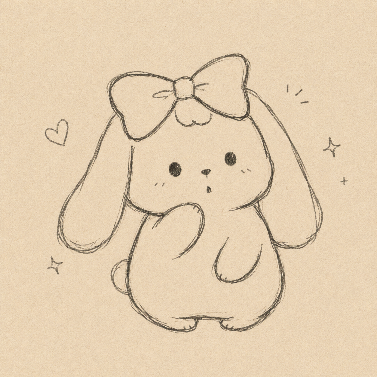 Adorable Bunny with Bow and Heart