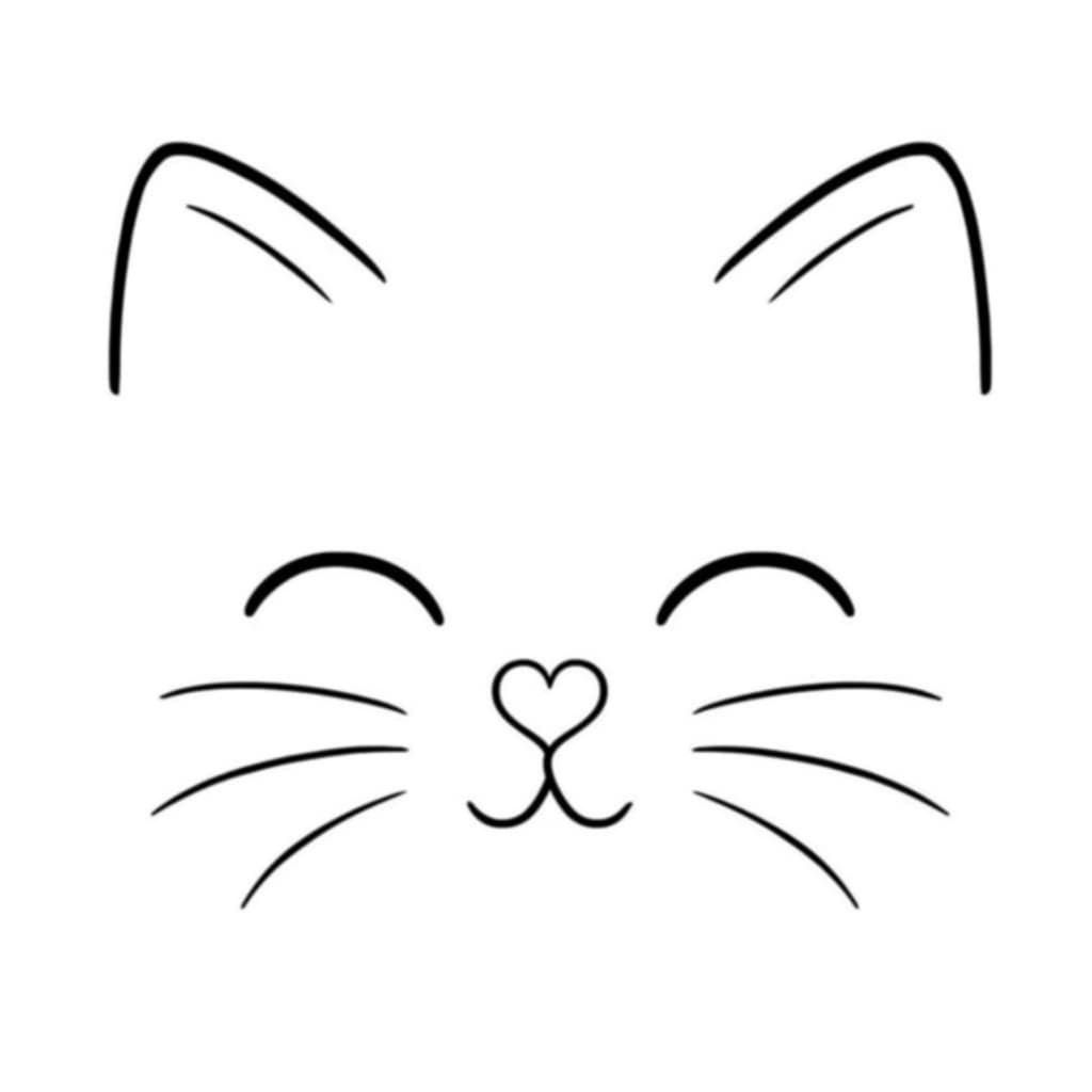 Adorable Cat Face with Heart Nose