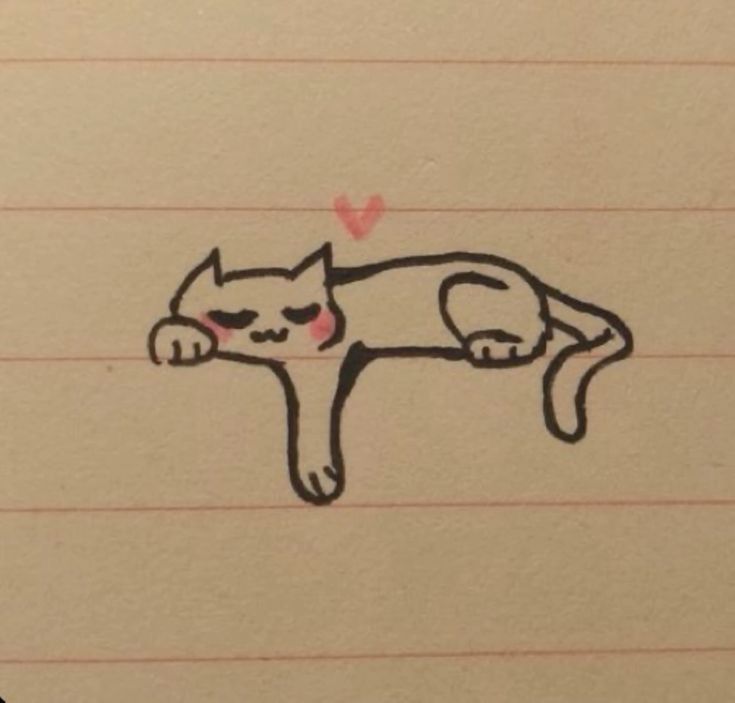 Cute Picture to Draw: Adorable Cat Relaxing with Heart