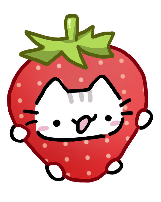 Adorable Cat Snuggling Inside a Strawberry