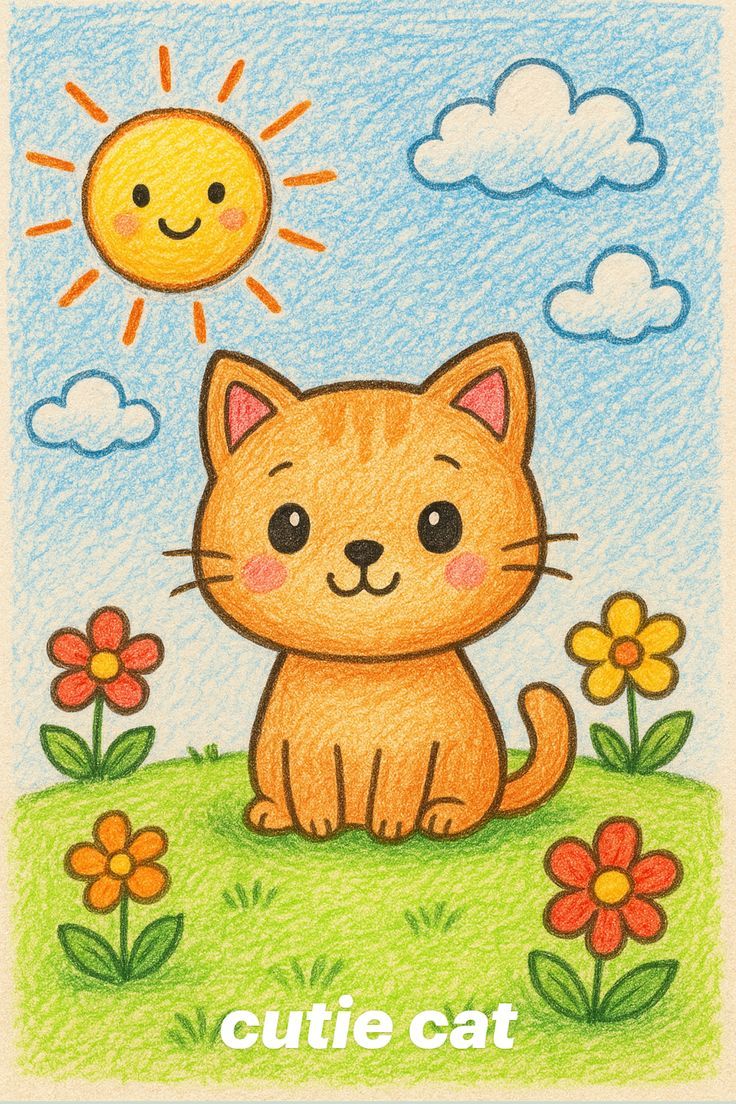 Adorable Cat With Flowers and Sunshine