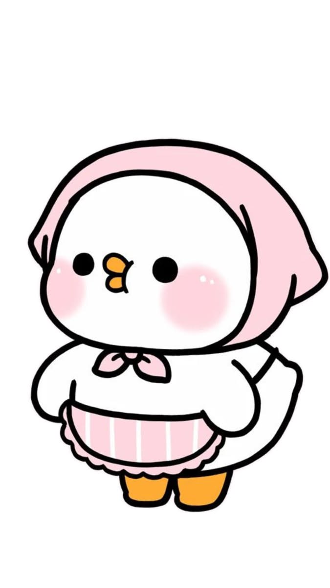Adorable Chick in Pink Bonnet and Apron