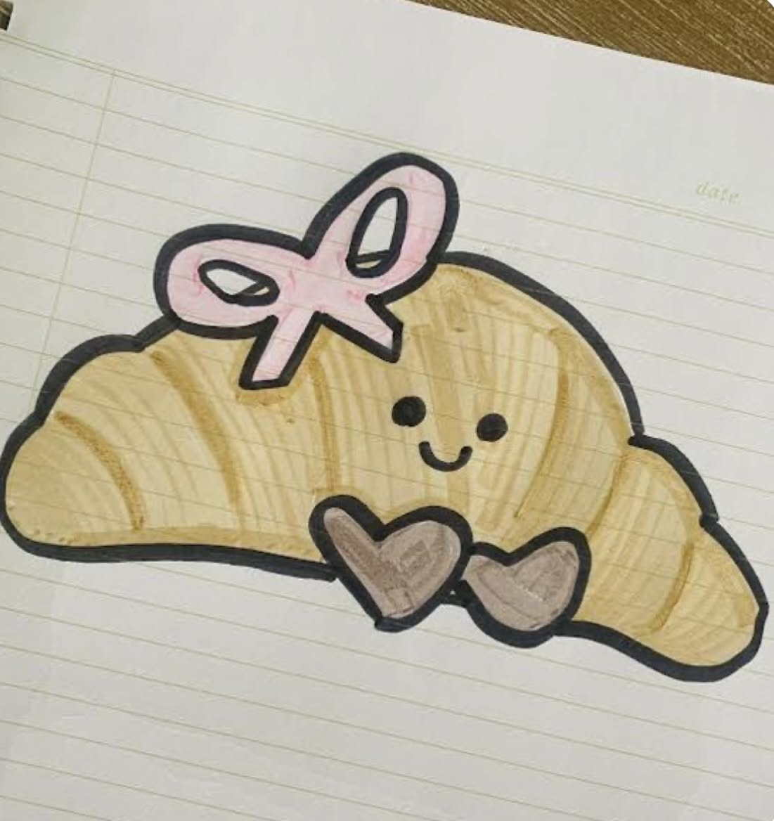 Adorable Croissant with Hearts and a Bow