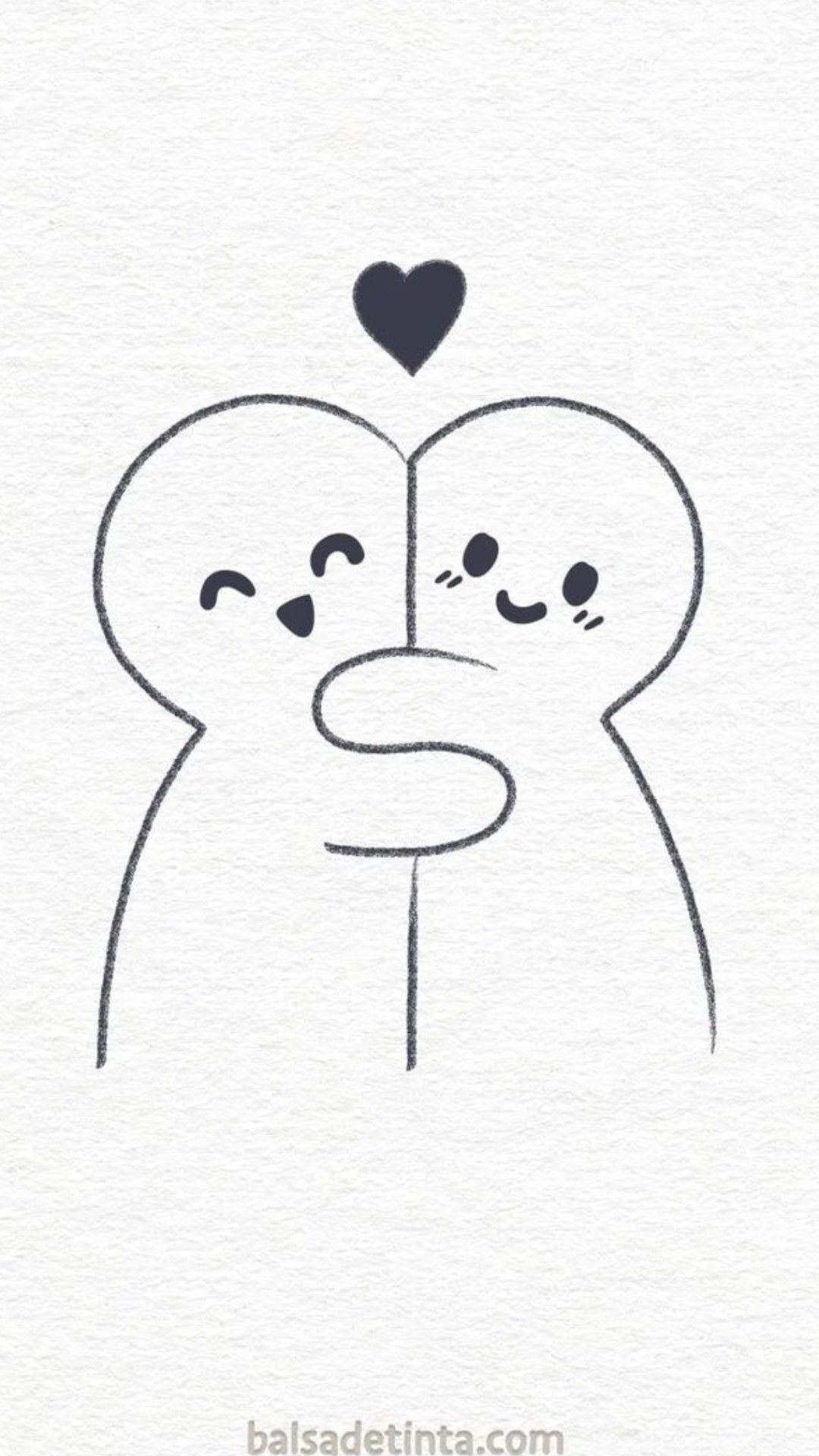 Adorable Embrace of Two Happy Characters
