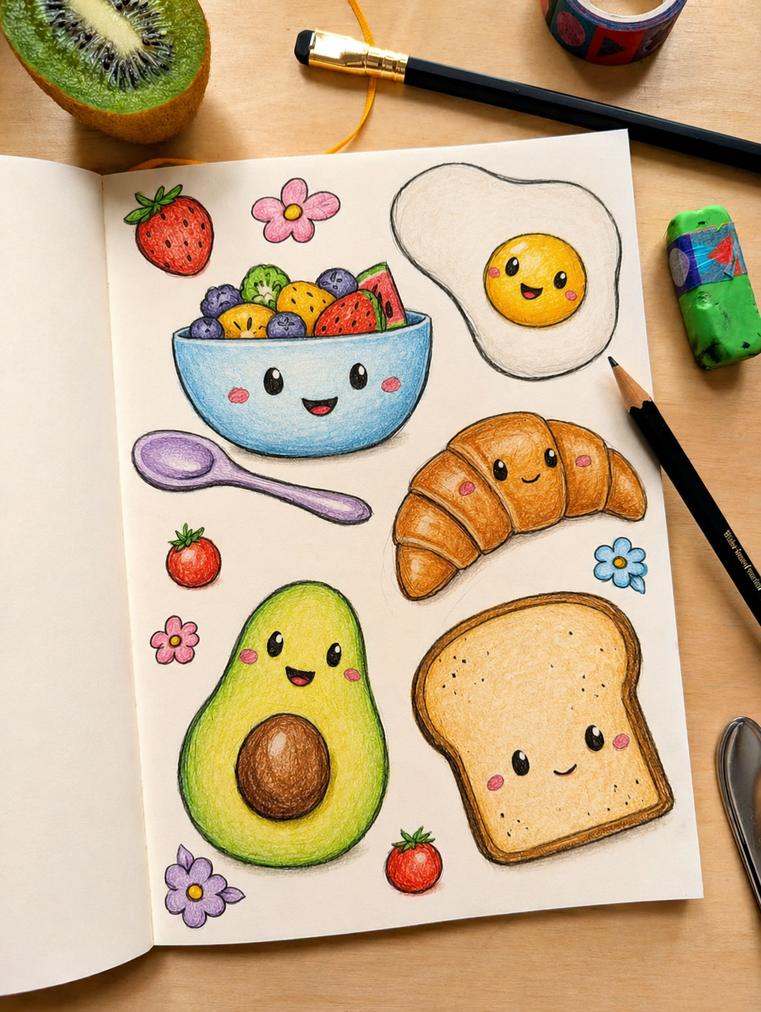 Adorable Food Characters with Smiling Faces