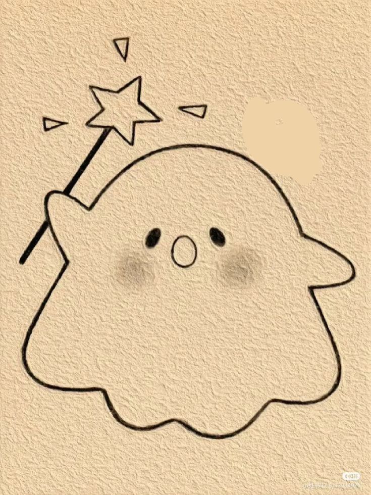 Adorable Ghost with Magic Wand