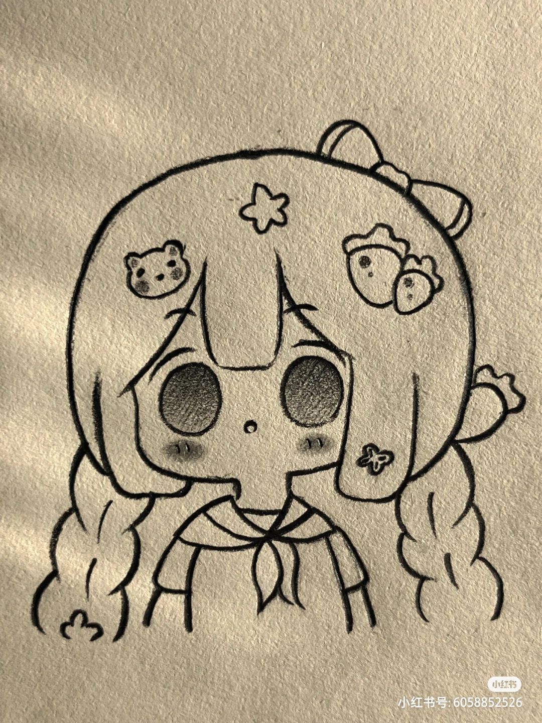 Cute Picture to Draw: Adorable Girl with Bear and Strawberry Accessories