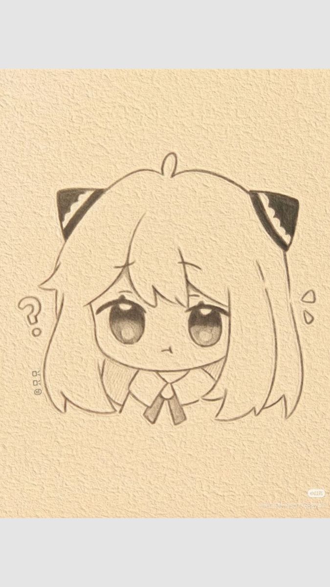 Cute Picture to Draw: Adorable Girl with Cat Ears Looking Confused