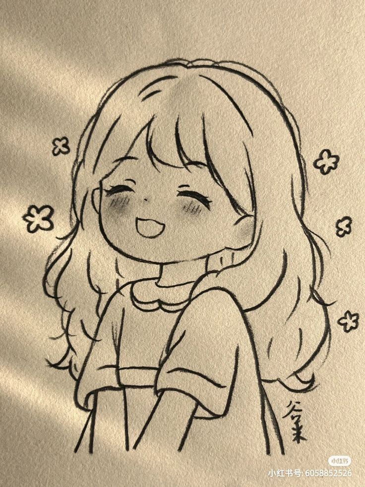 Adorable Girl with Flowing Hair and Cheerful Smile