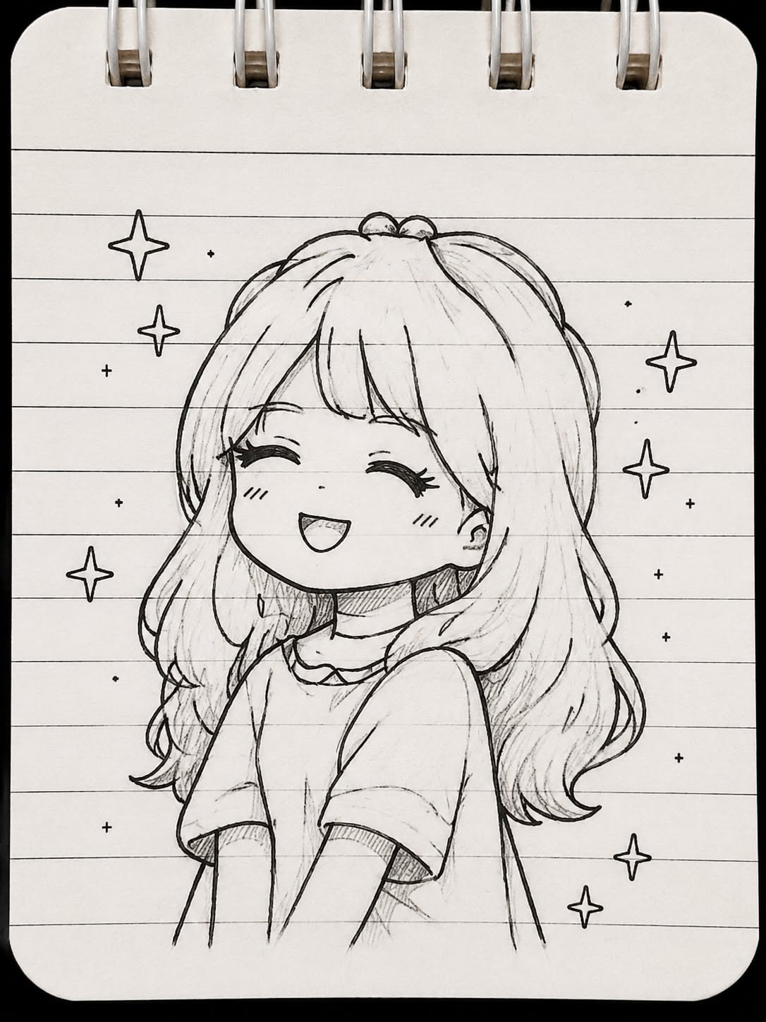 Cute Picture to Draw: Adorable Girl with Sparkling Smile