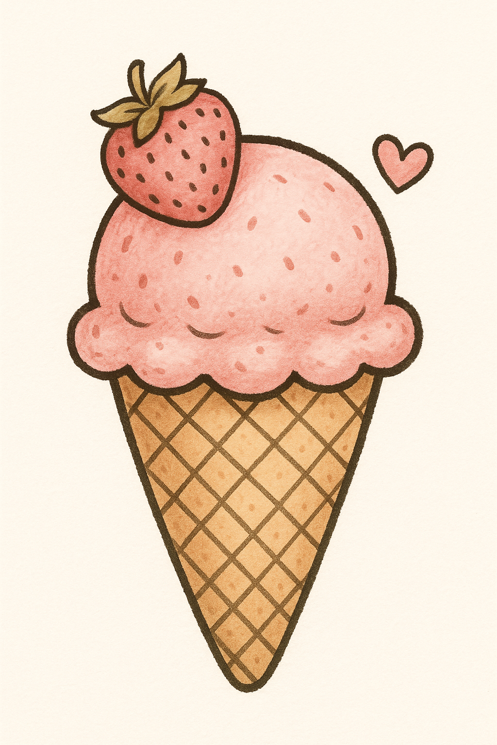 Adorable Ice Cream Cone with Strawberry
