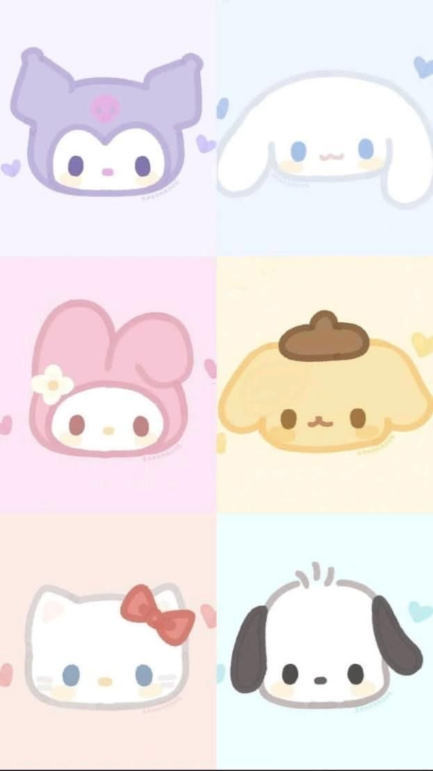 Adorable Kawaii Animal Faces in Soft Pastels