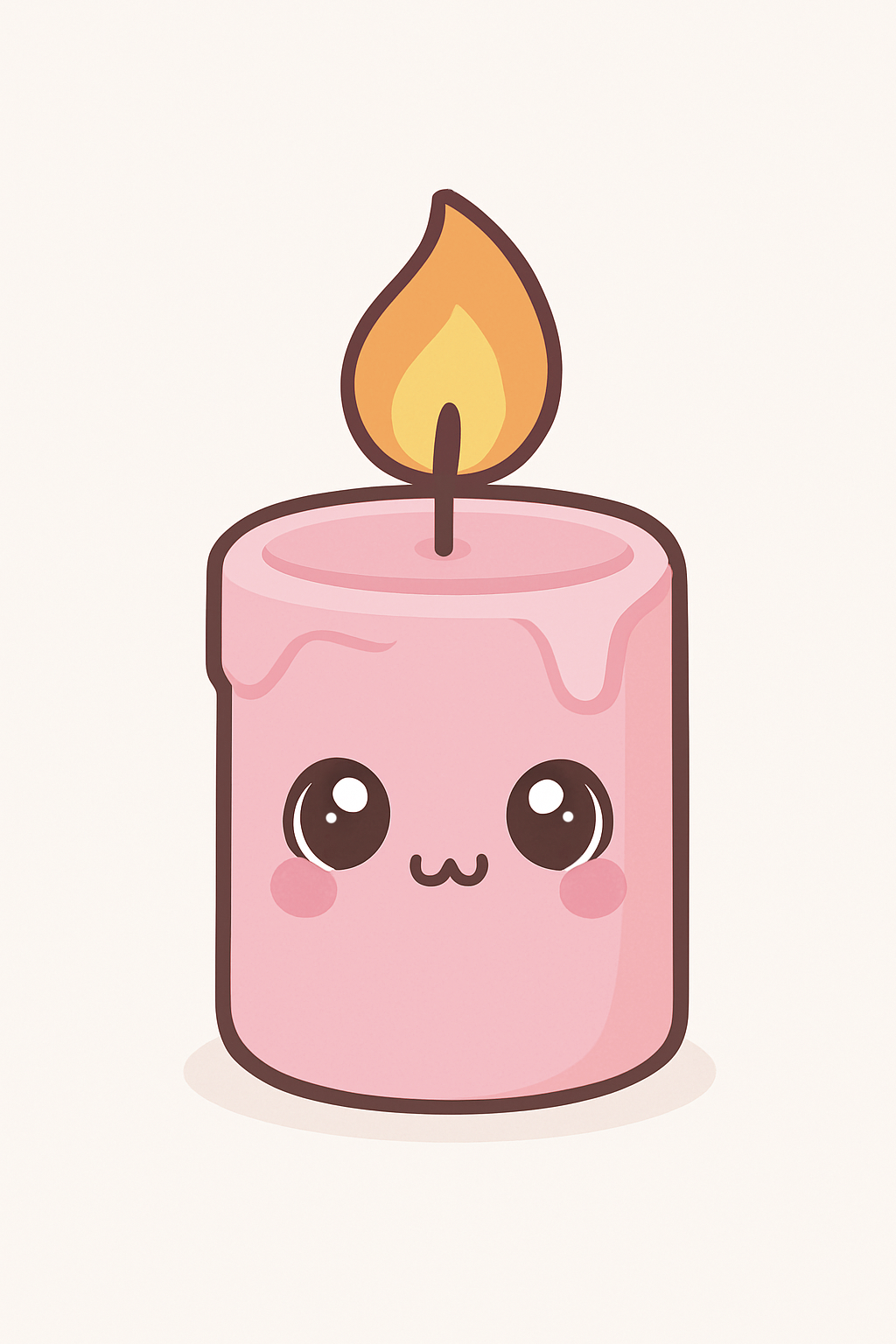 Adorable Kawaii Candle with Smiling Face