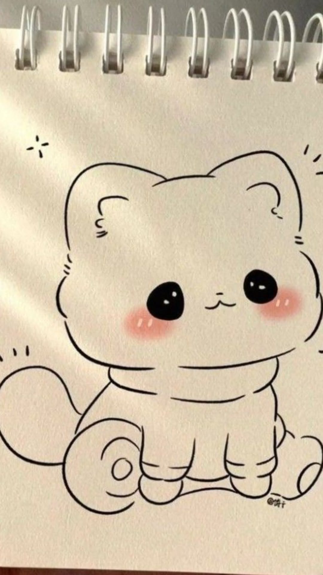 Adorable Kawaii Cat with Swirly Tail