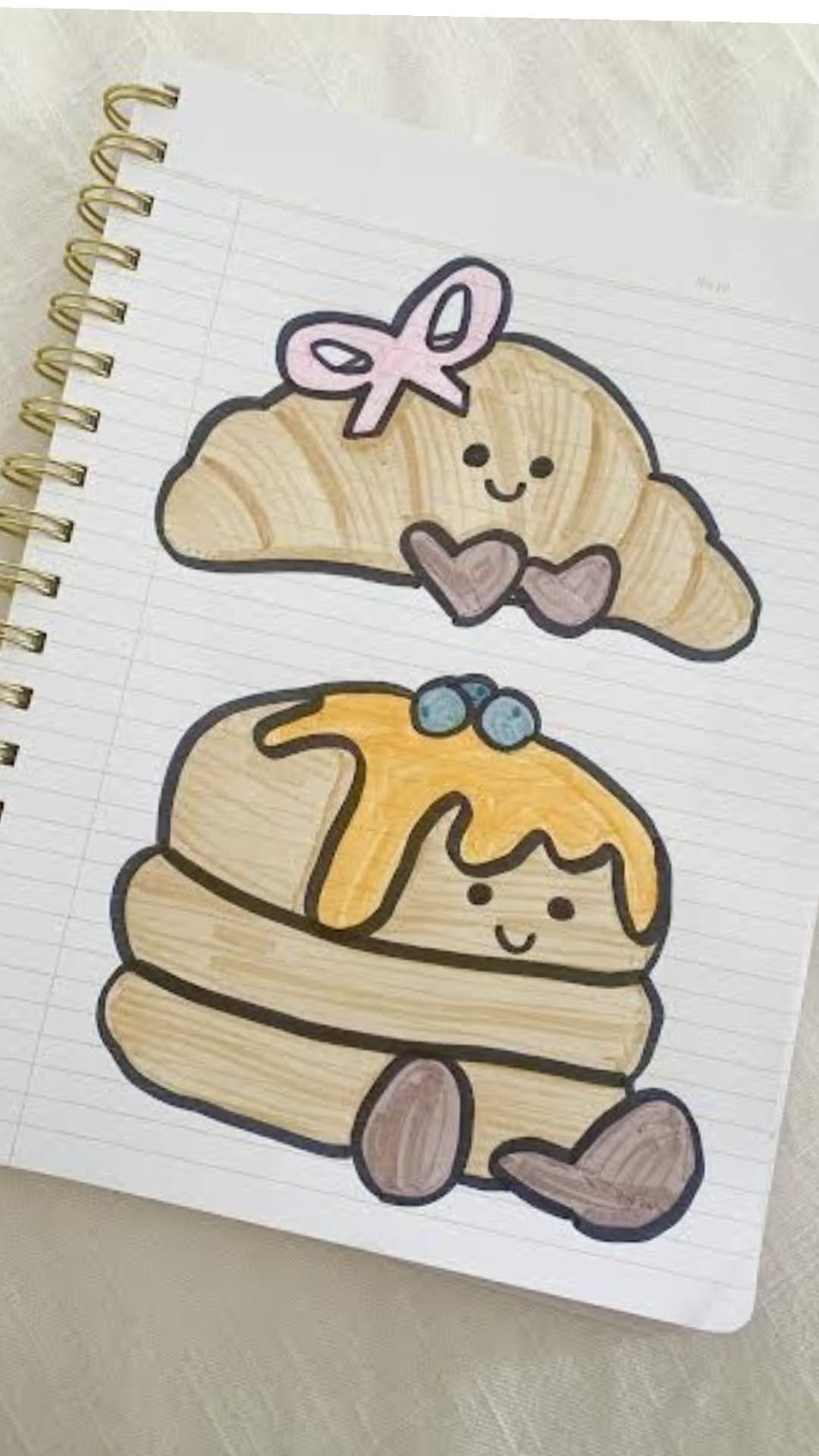 Adorable Kawaii Croissant and Pancake Characters