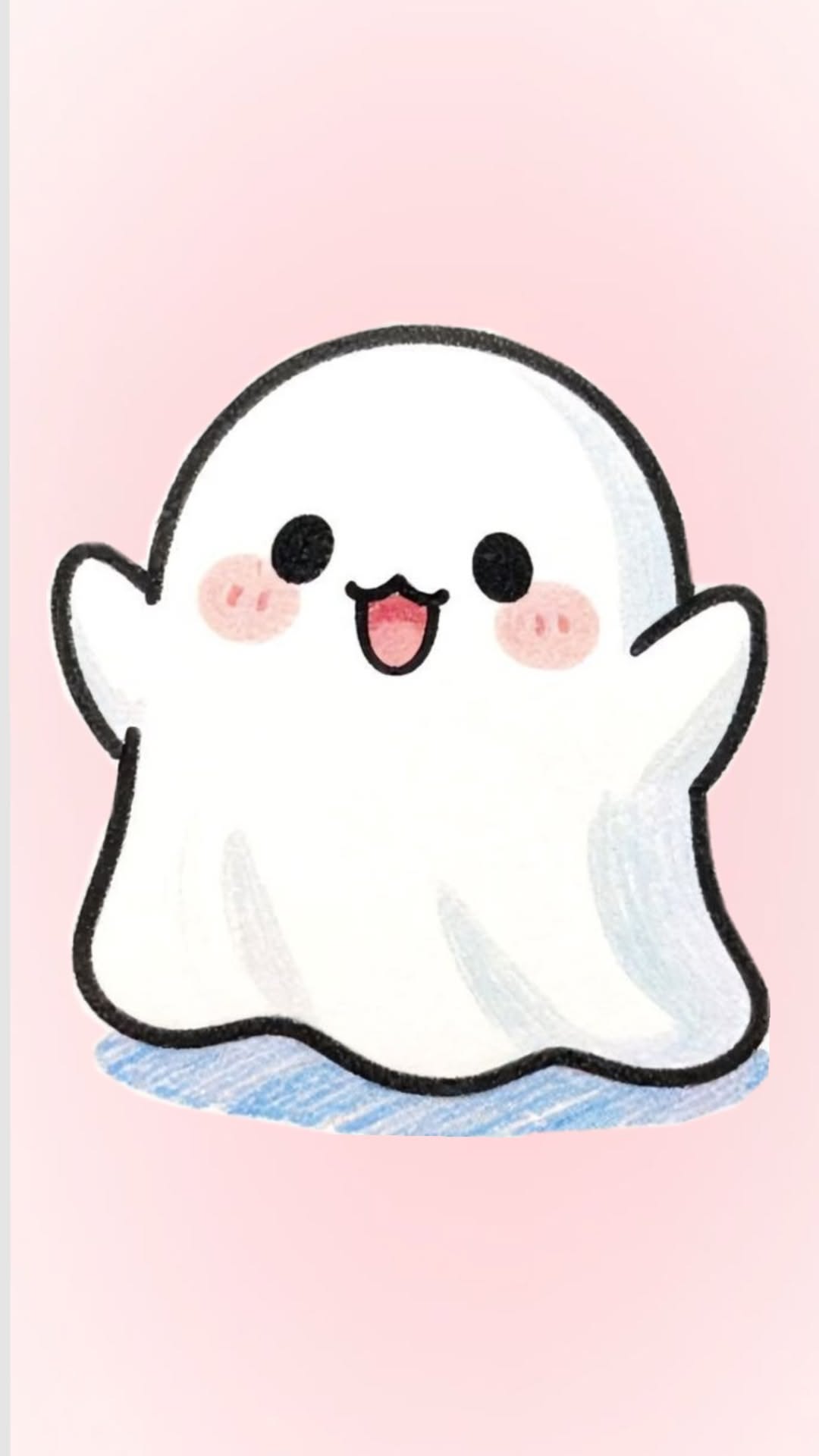 Adorable Kawaii Ghost with Happy Face