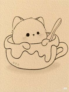 Adorable Kitten in a Cup of Cream
