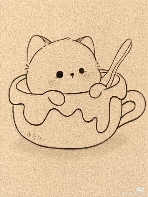 Adorable Kitten Snuggled in a Cup