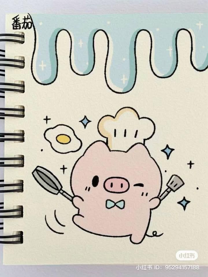 Adorable Pig Chef Whipping Up a Treat