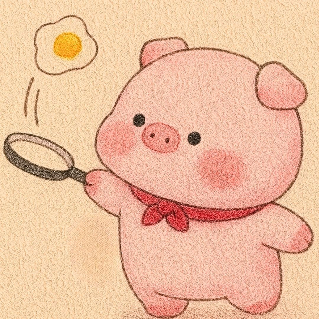 Adorable Piglet with a Fried Egg