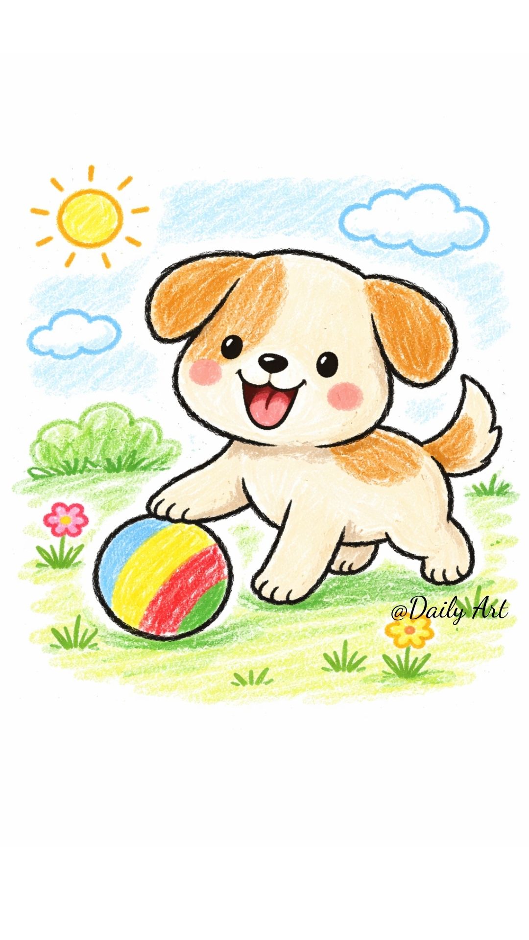 Adorable Puppy Playing with Colorful Ball