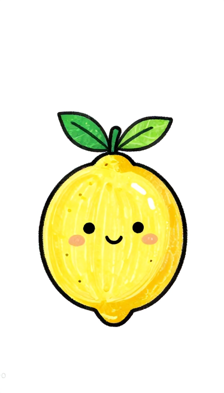 Adorable Smiling Lemon with Leaf