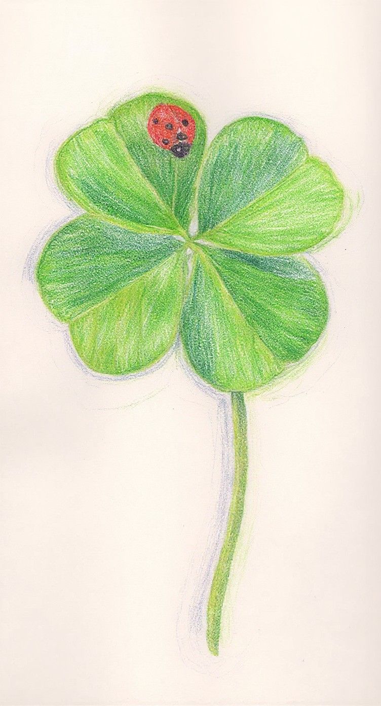 Lucky Four-Leaf Clover with Ladybug