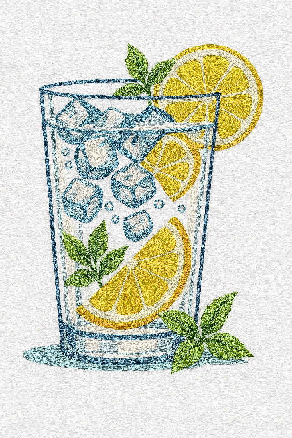 Refreshing Glass of Lemonade with Ice and Mint