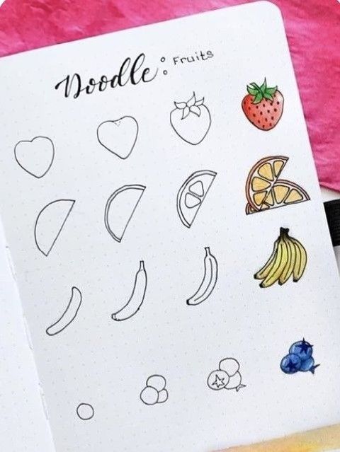 Doodles to Draw: Adorable Fruit Sketches with Hearts and Colors