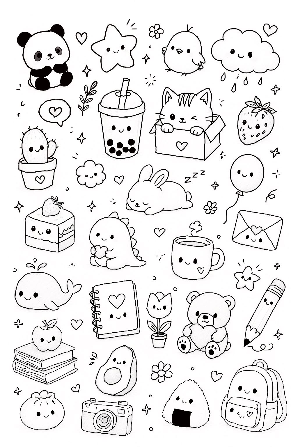 Adorable Kawaii Characters and Whimsical Objects