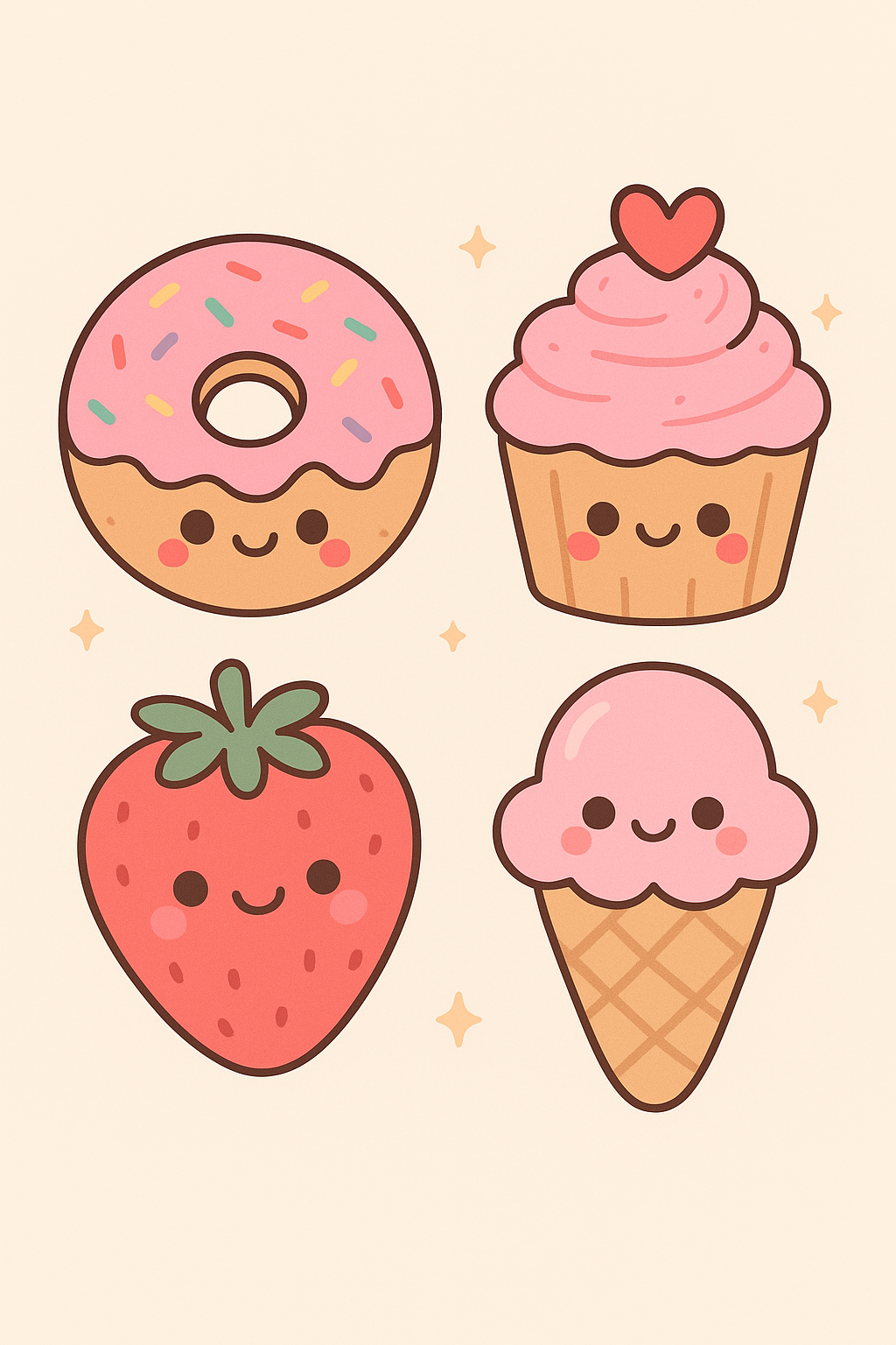 Adorable Kawaii Desserts with Smiling Faces