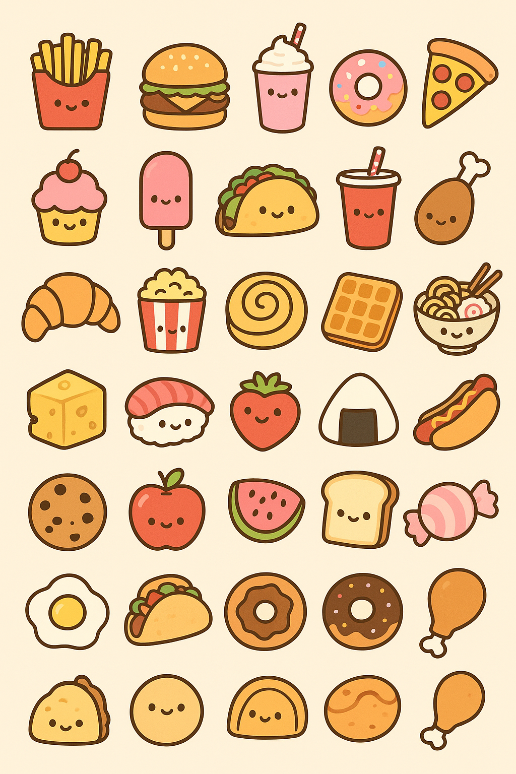 Adorable Kawaii Food Characters with Smiles