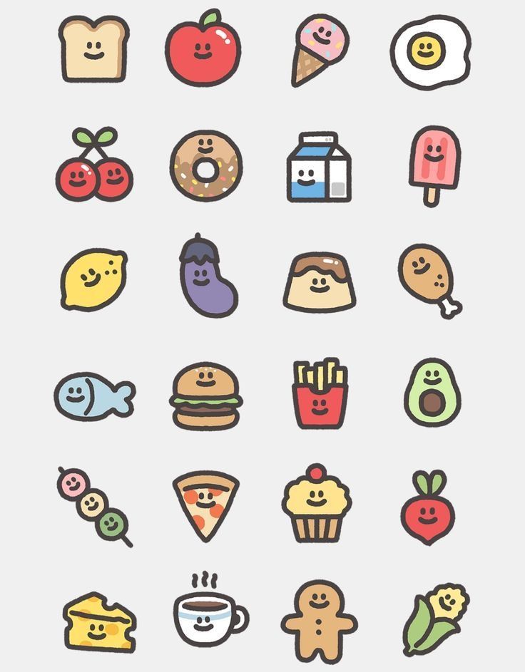 Adorable Kawaii Food Characters with Smiling Faces