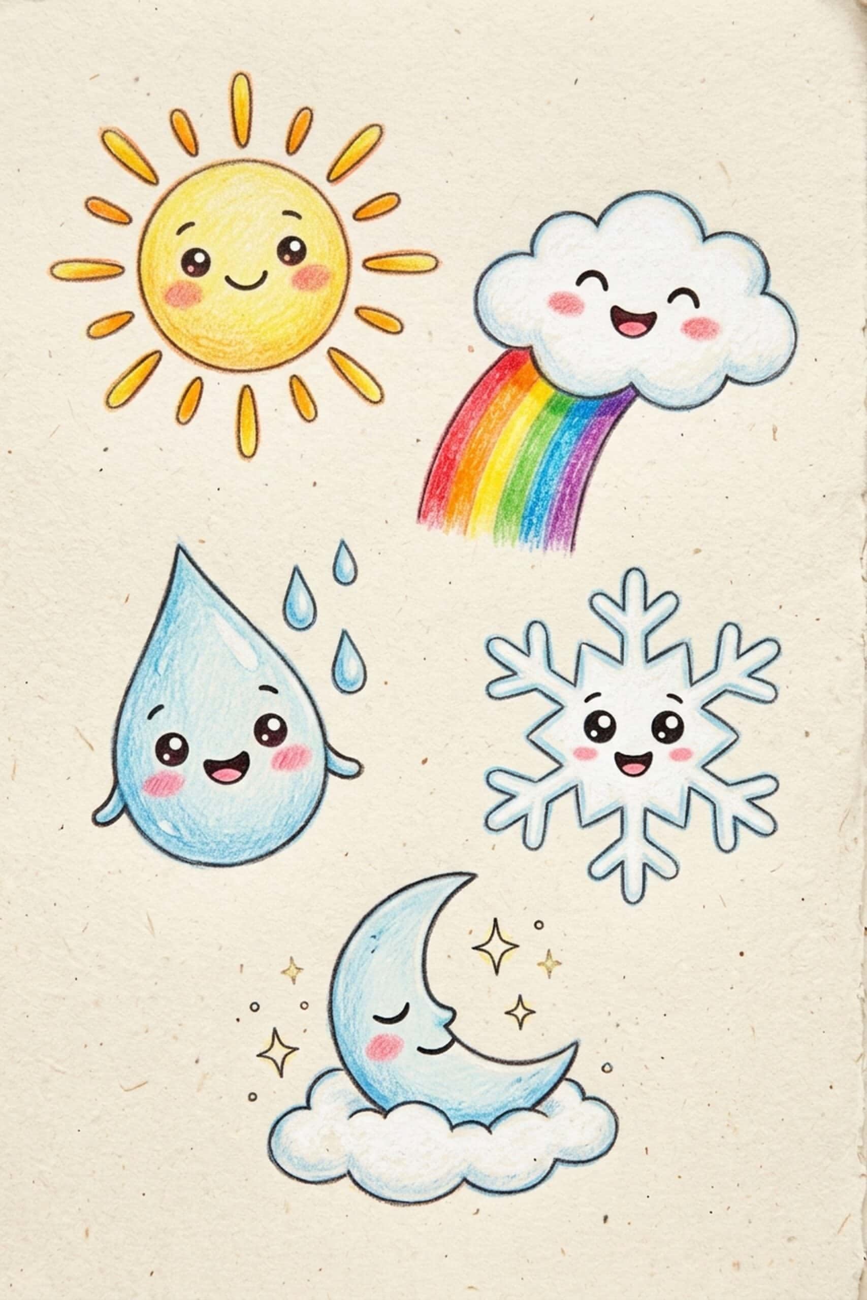 Adorable Weather Characters with Smiles